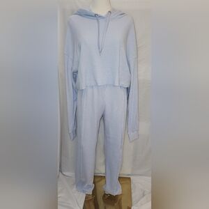 NWT Roxy X Chloe Kim Off Duty Light Blue Waffle Knit Lounge Set